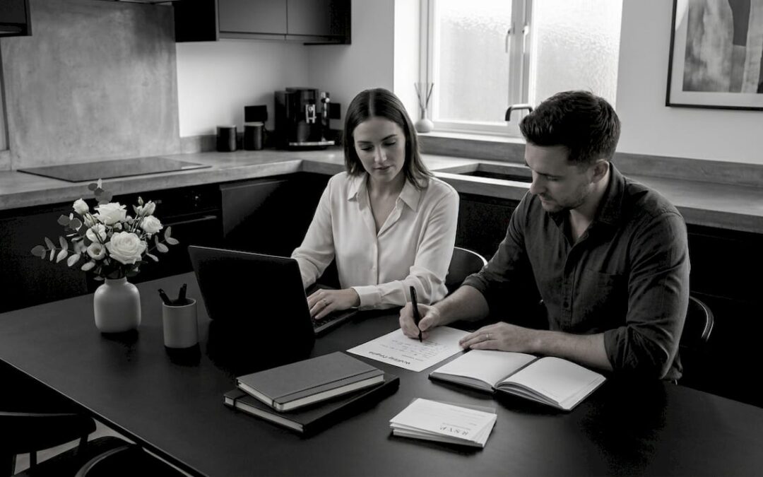 Couple planning wedding song requests