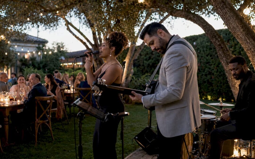 Wedding band performing live at wedding reception