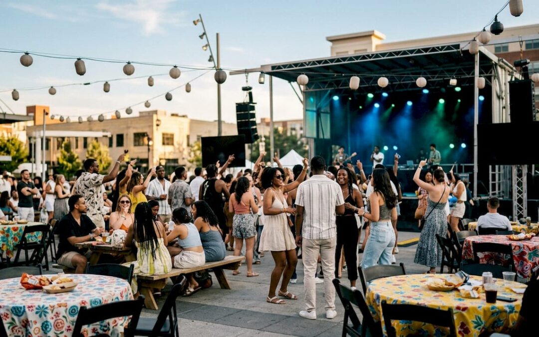 Diverse audience enjoying live soul music outdoors