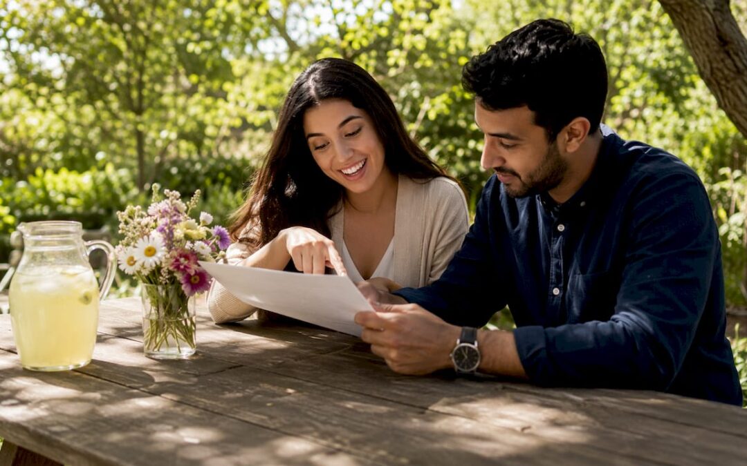 Couple planning live music for wedding