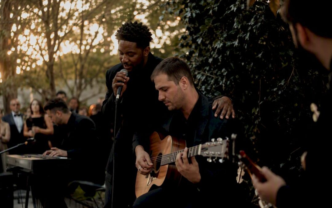 Live wedding band performing first dance
