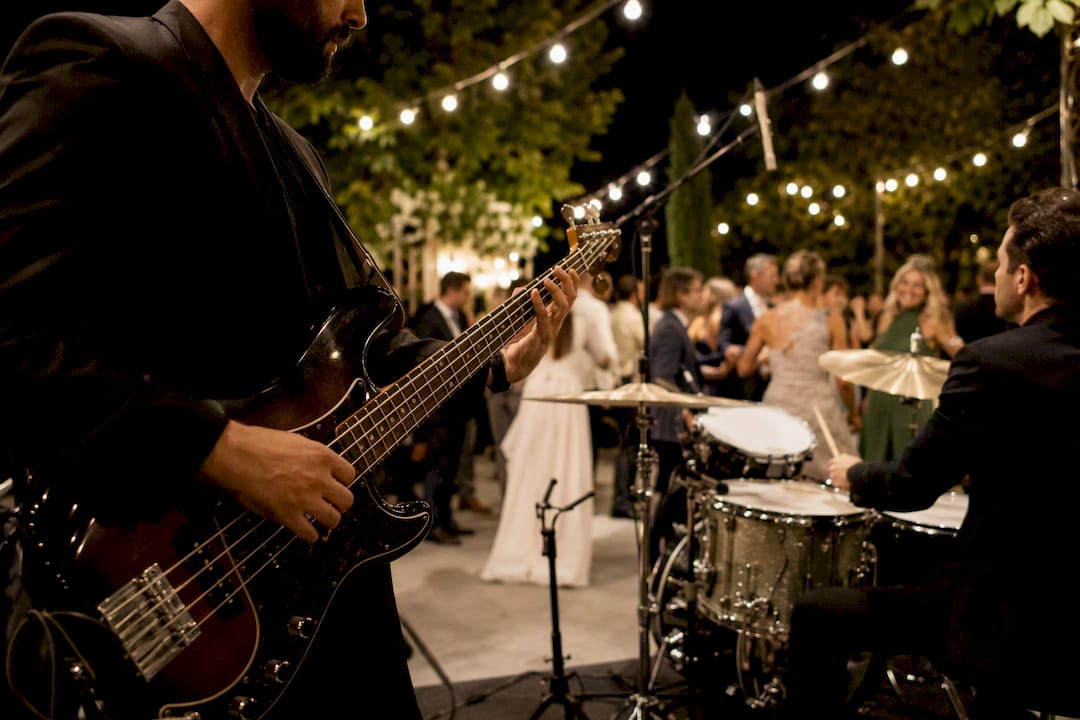 Band playing upbeat dance music at wedding