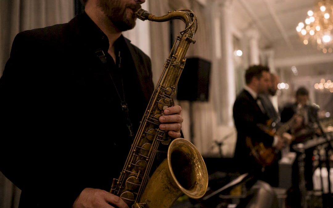 Saxophonist playing at wedding reception