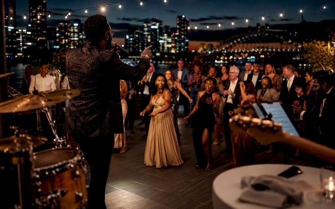 Bandleader guiding Sydney wedding dance floor
